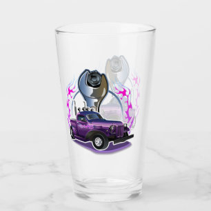 Cartoon retro hot rod glass