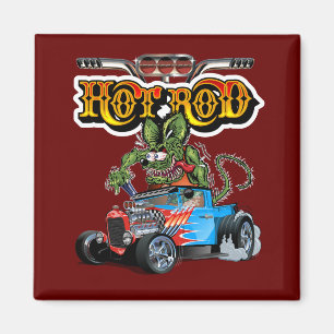 Cartoon retro hot rod magnet