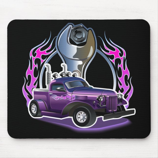 Cartoon retro hot rod mouse pad (Front)