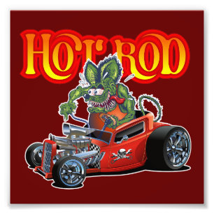 Cartoon retro hot rod photo print