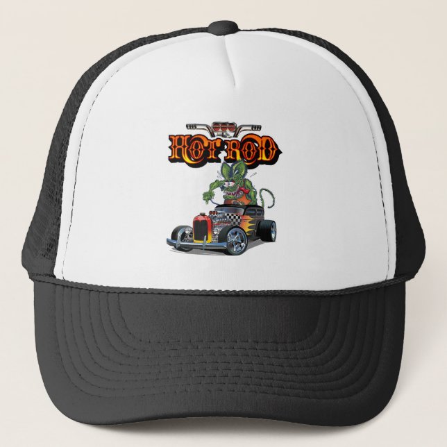 Cartoon retro hot rod trucker hat (Front)