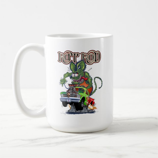 Cartoon retro rat rod coffee mug (Left)