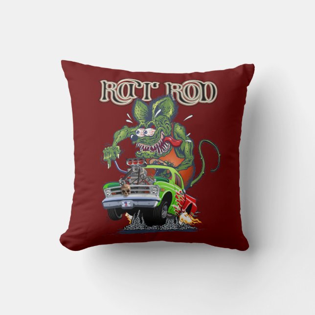 Cartoon retro rat rod cushion (Front)