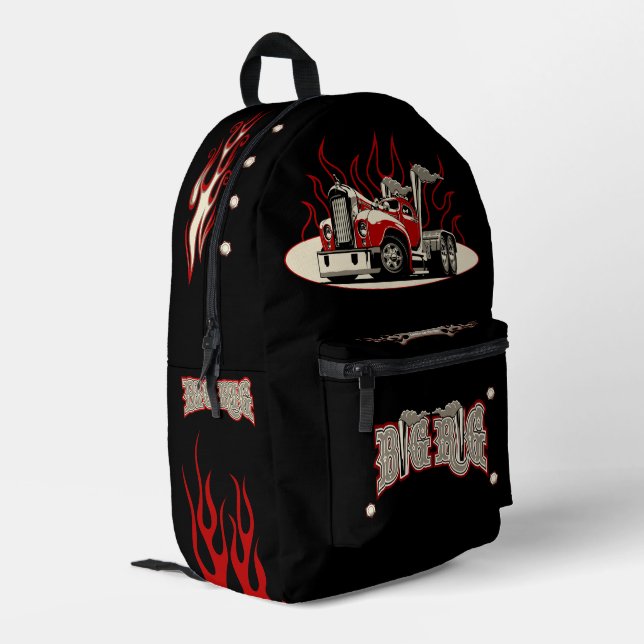 Cartoon retro truck printed backpack (Back Corner Left)