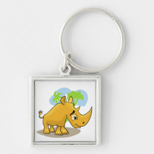 Cartoon Rhino Key Ring