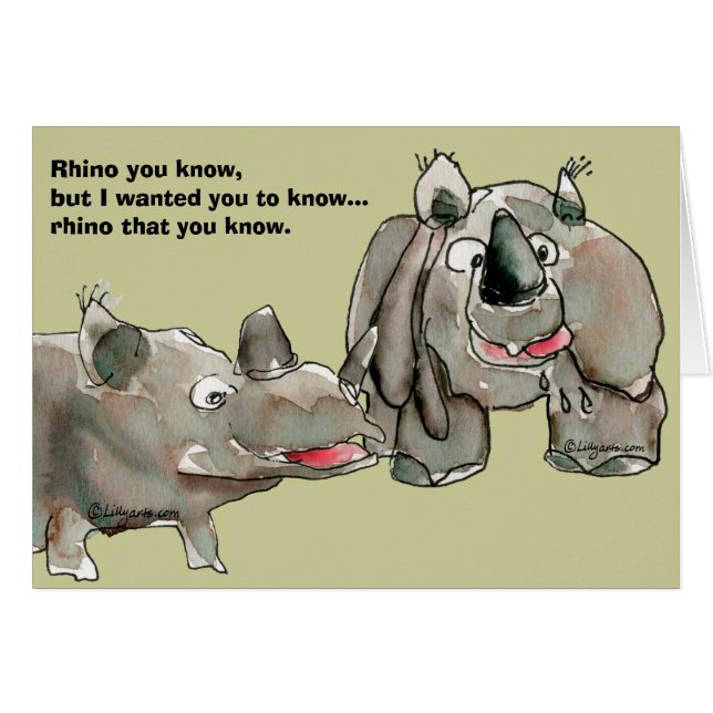 Cartoon Rhinos Card to Customise (Front Horizontal)