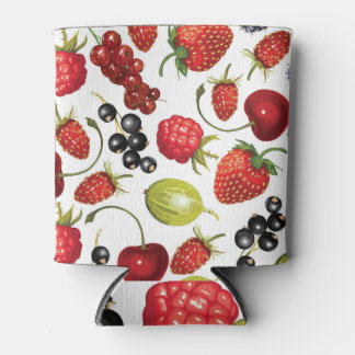 Cartoon Ripe Berries Vintage Pattern Can Cooler