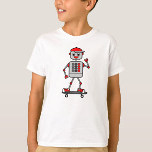 Cartoon Robot Boy on Skateboard T-Shirt