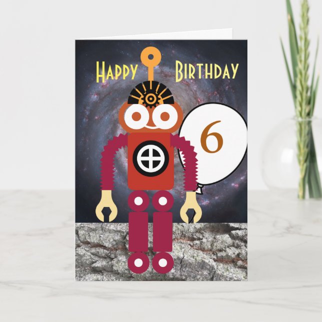 Cartoon Robot Editable Children’s Birthday   Card (Front)