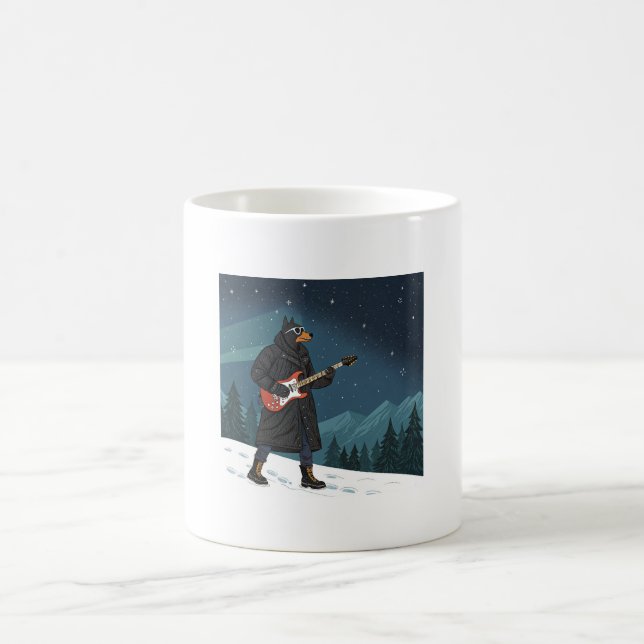 Cartoon Rocker Dog Under the Stars Coffee Mug (Center)
