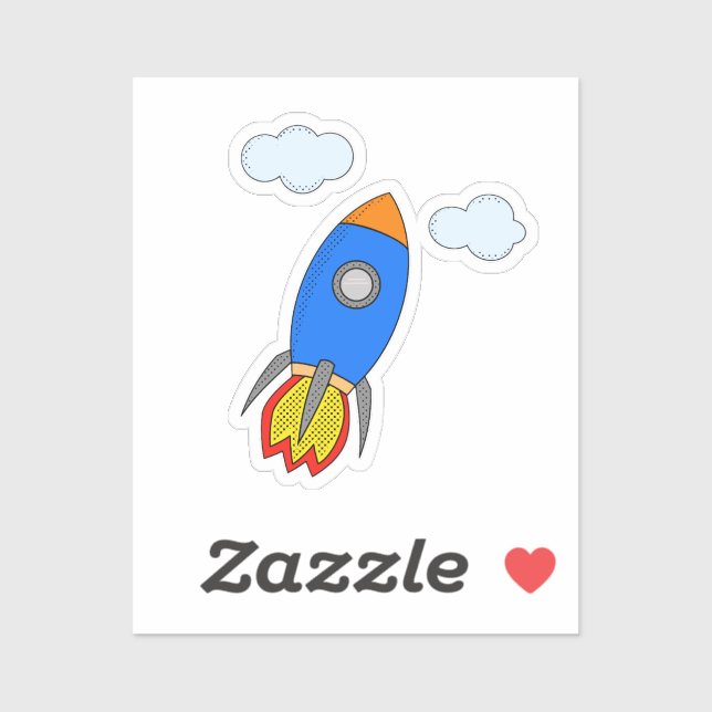 Cartoon Rocket In Blue Sky Drawing (Sheet)