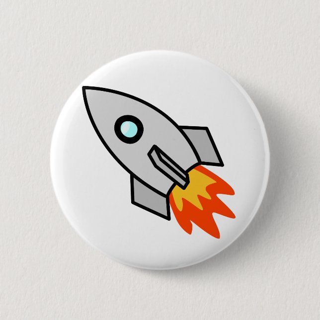 Cartoon Rocket Ship 6 Cm Round Badge (Front)
