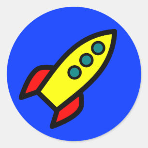 Cartoon Rocket Ship Classic Round Sticker