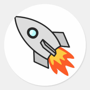 Cartoon Rocket Ship Classic Round Sticker