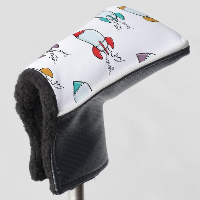 Cartoon Rocket Ship Fun Design Golf Head Cover (3/4 Front)