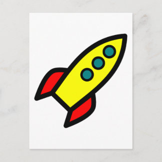Cartoon Rocket Ship Postcard