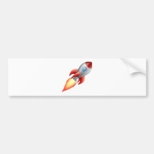 Cartoon rocket space ship bumper sticker