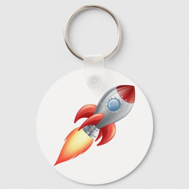 Cartoon rocket space ship key ring (Front)