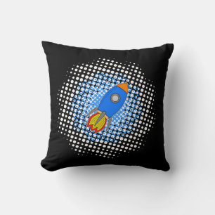 Cartoon Rocket With Halftones Galaxy Cushion