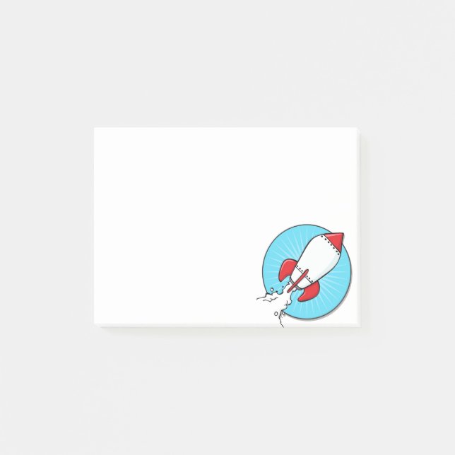 Cartoon RocketShip Design Post-it Notes (Front)
