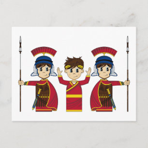 Cartoon Roman Emperor and Soldiers Postcard