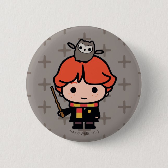 Cartoon Ron Weasley and Pigwidgeon 6 Cm Round Badge (Front)