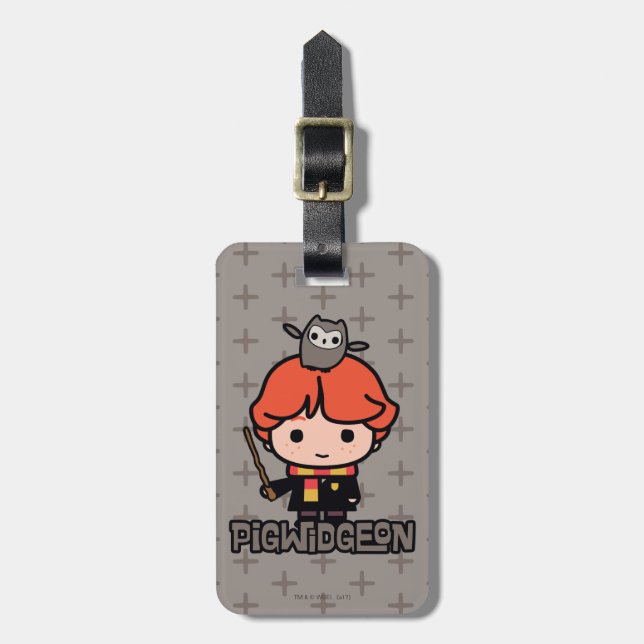 Cartoon Ron Weasley and Pigwidgeon Luggage Tag (Front Vertical)