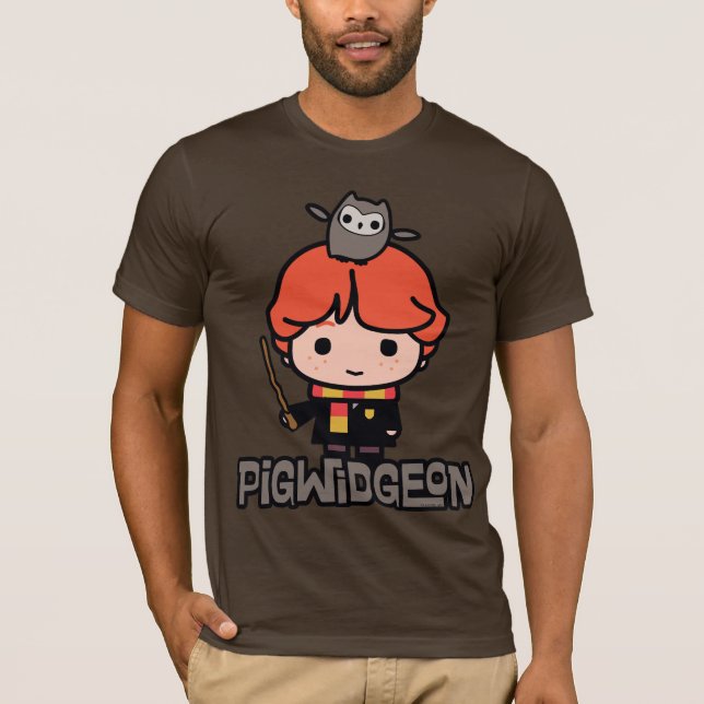 Cartoon Ron Weasley and Pigwidgeon T-Shirt (Front)