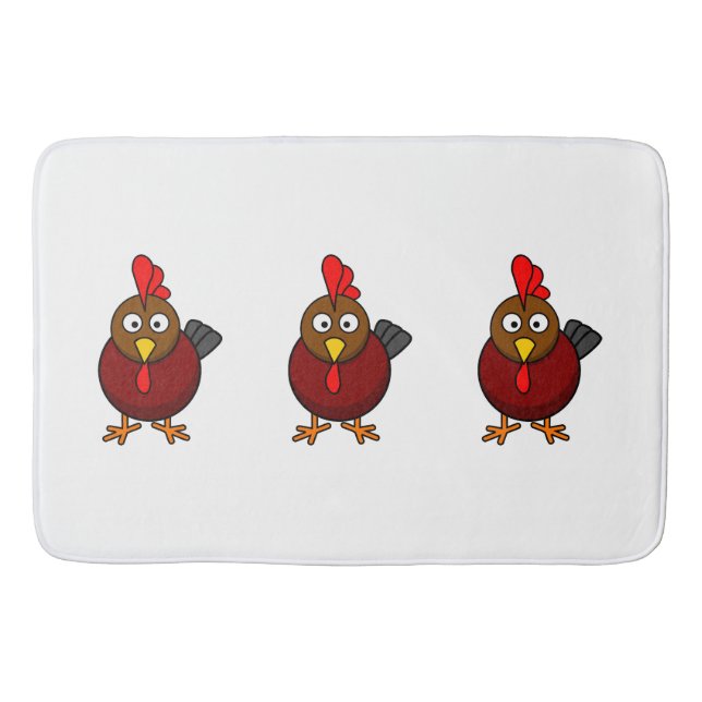 Cartoon Rooster  Bath Mat (Front)