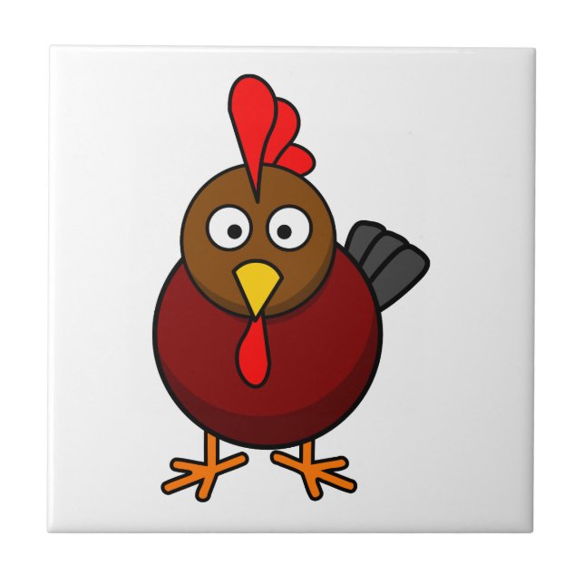 Cartoon Rooster  Ceramic Tile (Front)