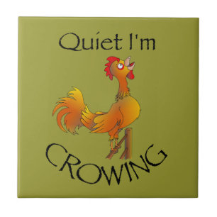 Cartoon Rooster crowing Tile