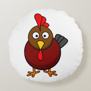 Cartoon Rooster Round Cushion