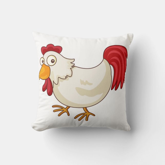 Cartoon Rooster White Chicken Cushion (Front)
