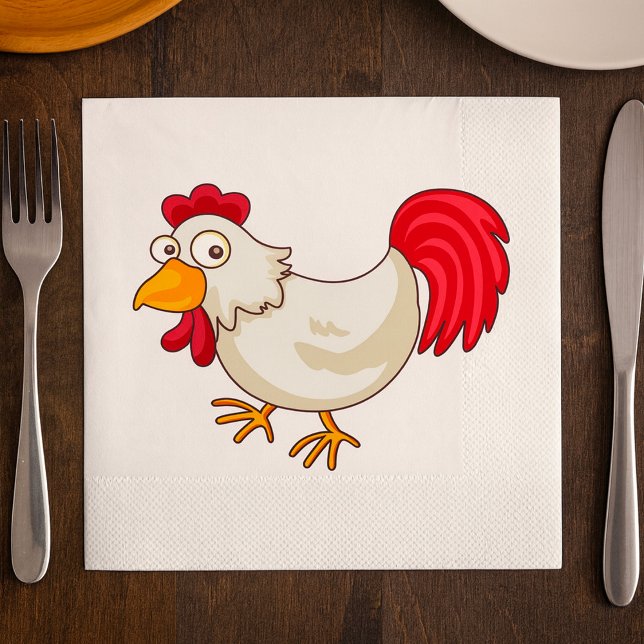 Cartoon Rooster White Chicken Napkin (Creator Uploaded)