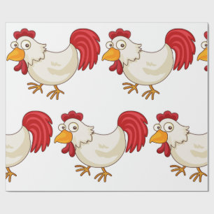 Cartoon Rooster White Chicken Wrapping Paper