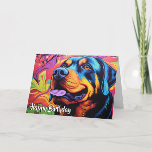 Cartoon Rottweiler in a Garden Custom  Card