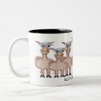 Cartoon Row of Funny Alpacas