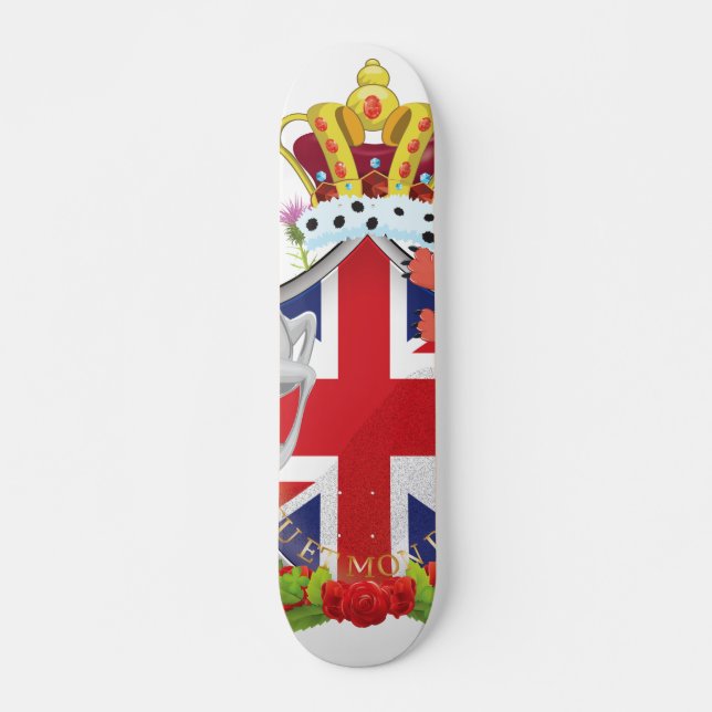 Cartoon Royal Throne Crest Skateboard (Front)