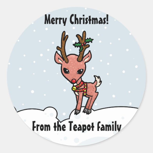 Cartoon Rudolf customize Christmas sticker (Front)