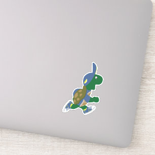 Cartoon Running Turtle Wearing a Blue Hat
