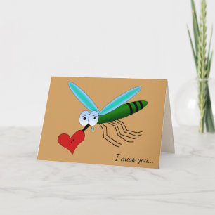 Cartoon Sad Mosquito With Heart & Custom Text Card