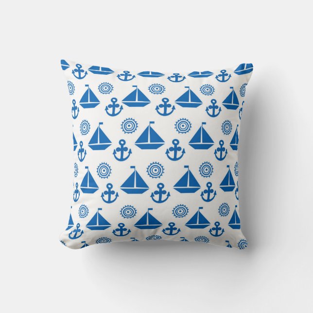 Cartoon Sail Boat Pattern Cushion (Front)