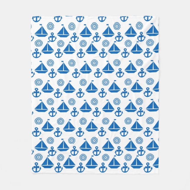 Cartoon Sail Boat Pattern Fleece Blanket (Front)