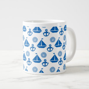 Cartoon Sail Boat Pattern Large Coffee Mug