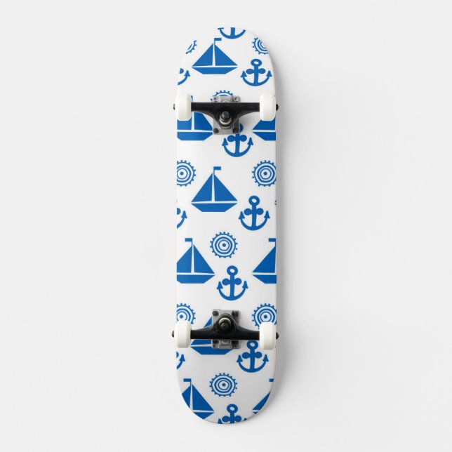 Cartoon Sail Boat Pattern Skateboard (Front)