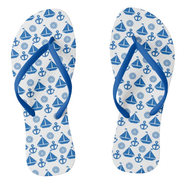 Cartoon Sail Boat Pattern Thongs (Footbed)