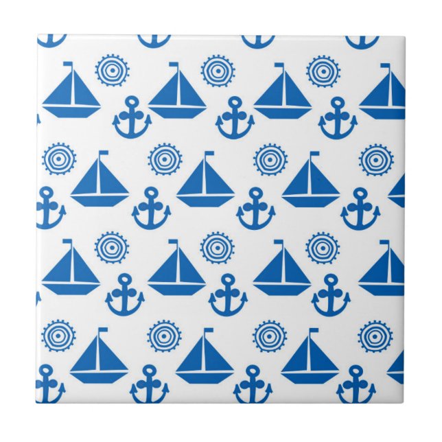 Cartoon Sail Boat Pattern Tile (Front)