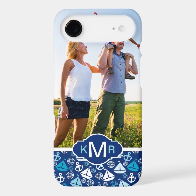 Cartoon Sailboats Pattern| Your Photo & Monogram Case-Mate iPhone Case (Back)
