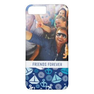 Cartoon Sailboats Pattern Your Photo & Text iPhone 8 Plus/7 Plus Case