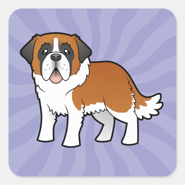 Cartoon Saint Bernard Square Sticker (Front)